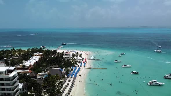 aerial drone shot of Isla Mujeres