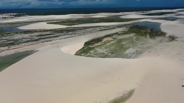 Jericoacoara Ceara Brazil. Scenic sand dunes and turquoise rainwater lakes