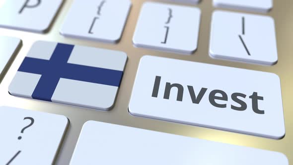 INVEST Text and Flag of Finland on the Buttons on the Keyboard alt