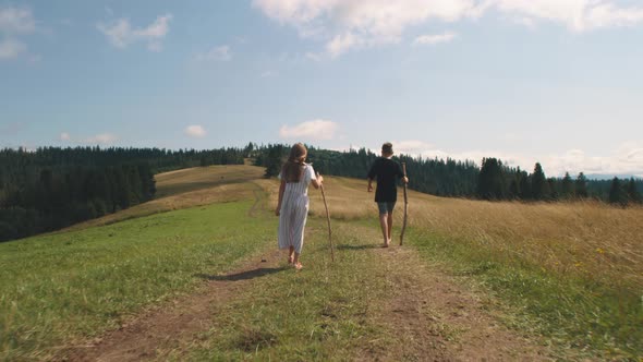 Children Running on Countryside Road