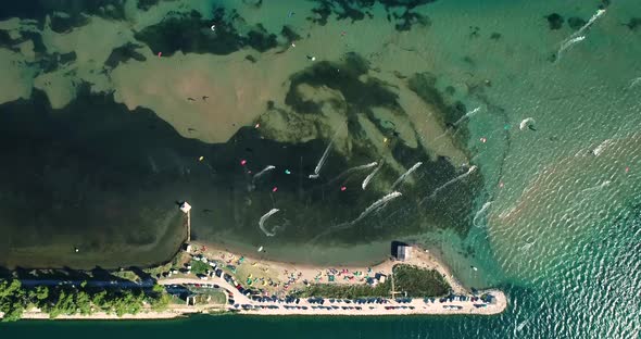 Panoramic aerial view of the Neretva delta valley river.