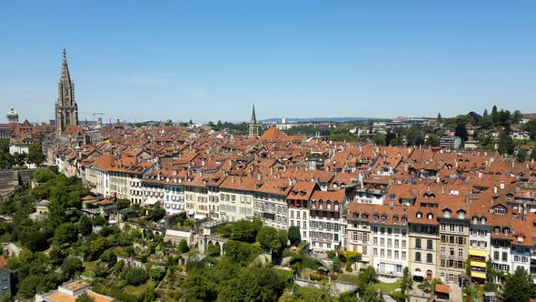 The Historic District of Bern in Switzerland From Above  the Capital City Aerial View