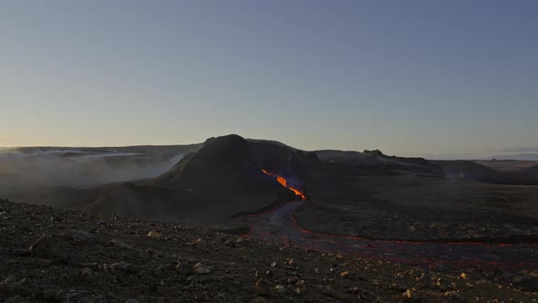 Lava Flow From Erupting Fagradalsfjall Volcano In Reykjanes Peninsula Iceland