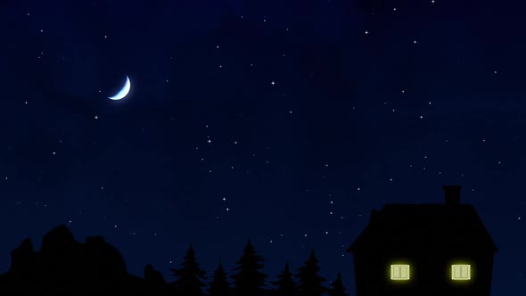 Night Star With Moon House