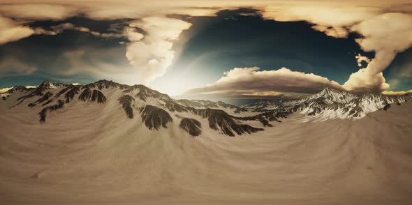VR 360 Rays of Sunset on the Tops of the Mountains alt