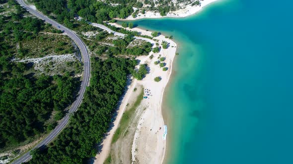 Lake of Sainte-Croix in the Verdon Regional Natural Park in France from the sky