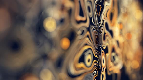 Abstract twisted golden lines moving on black background concept alt