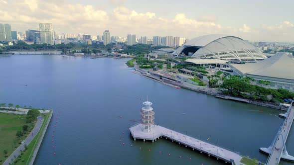 Singapore Sports Hub and Kallang River time lapse