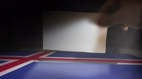 Digital Composite Hand Voting To National Flag OF Iceland