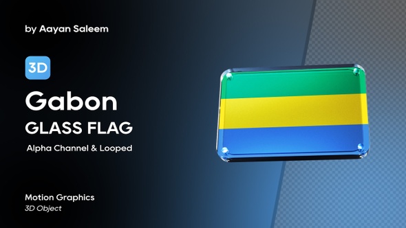 Gabon Flag 3D Glass Badge