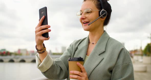 40 Years Old Woman During an Online Video Call