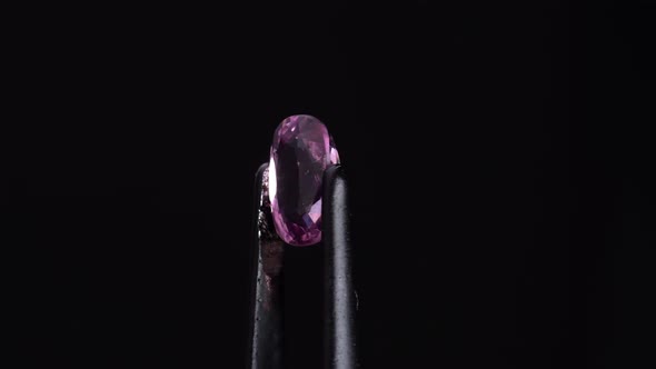 Natural Pink Spinel Gem Stone on the Turning Table