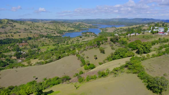 Hilly landscape surrounding the Bao dam, Santiago, Dominican Republic