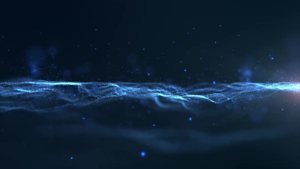 Futuristic Flowing Blue Particles Wave