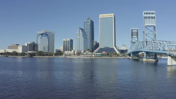 Pulling away from commercial downtown district of Jacksonville