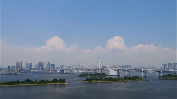 Beautiful Rainbow bridge in Tokyo city in Japan