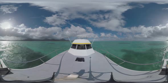 360 VR Yacht Sailing in the Ocean Near Mauritius Island