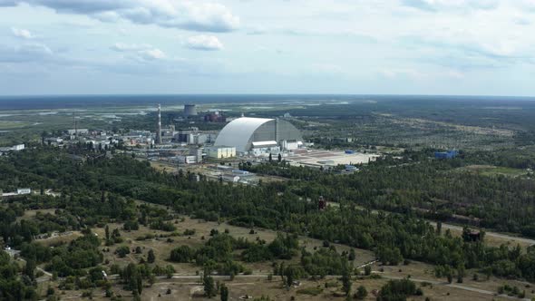 Aerial View of Chernobyl Nuclear Power Plant