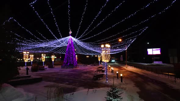 Christmas Illumination in the Winter Evening