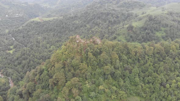 Aerial view of Tamari castle near village Askana. Georgia 2018