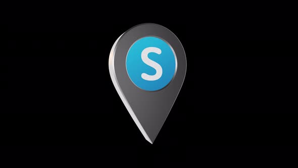 3D Rotating Skype Location Pin Icon Animation With Alpha Channel 4K