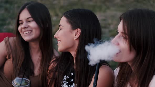 European Girls Are Having Fun and Smoking Hookahs