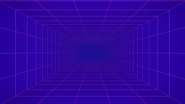 Virtual reality tunnel on metaverse background. Matrix data visualization.