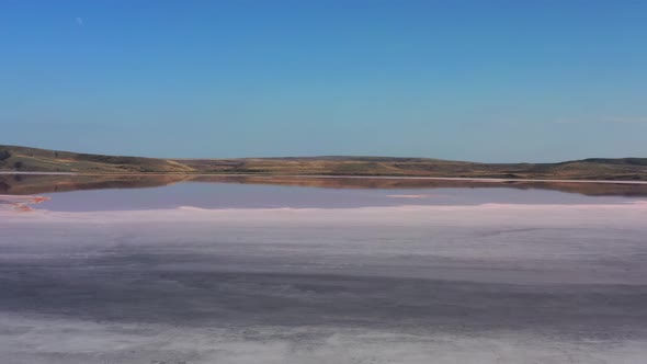 Aerial View of Pink Chokrak Lake in Crimea