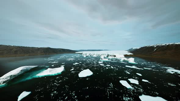 Big Glacier in Mountains in Alaska at Summer