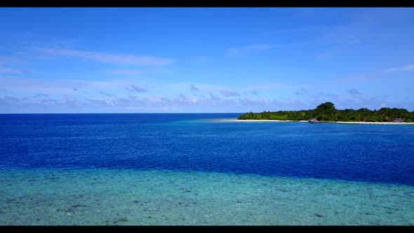 Aerial drone sky of tropical resort beach trip by turquoise water with white sandy background of a d