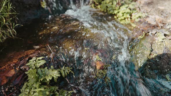 Clear Cascade in Spring in Nature