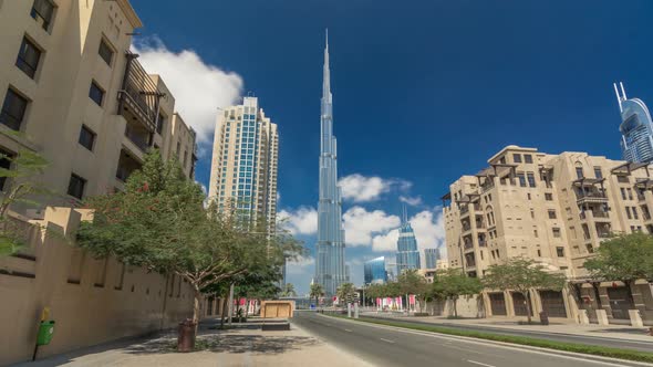 Walking on Dubai Street Dubai Skyline Timelapse Hyperlapse