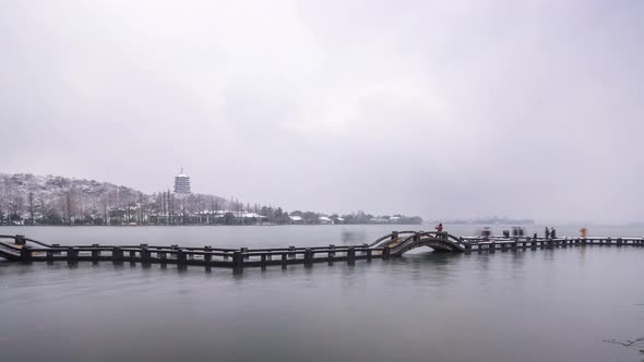 Timelapse of west lake in hangzhou china