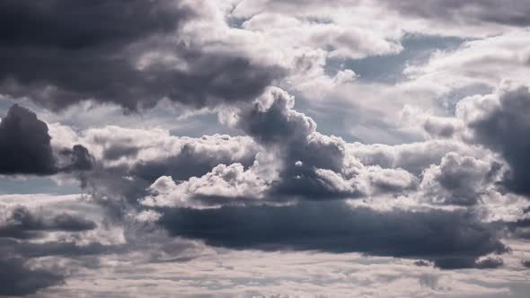 Timelapse of Cumulus Clouds Moving in the Blue Sky