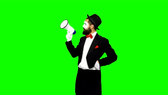 Funny Man Mime Uses Speaker and Tries To Fix on Green Screen