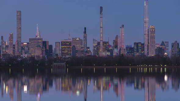 Billionaires Row from Central park night to day time lapse