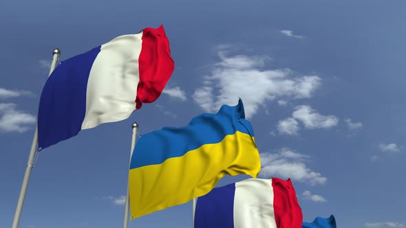 Flags of Ukraine and France at International Meeting alt