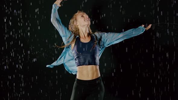 Beautiful Female Hip Hop Dancer In The Rain