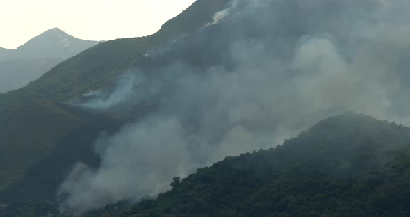 Fire disaster on mountain