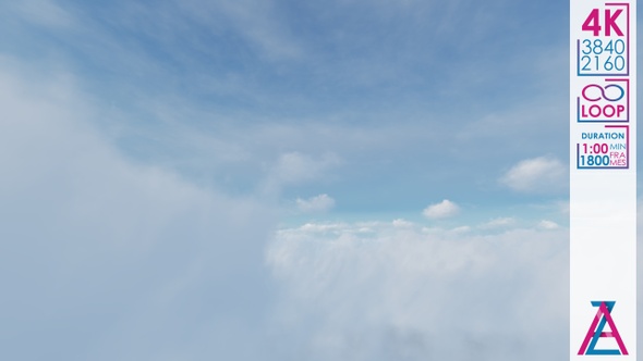 Flying Through White Clouds In The Blue Sky