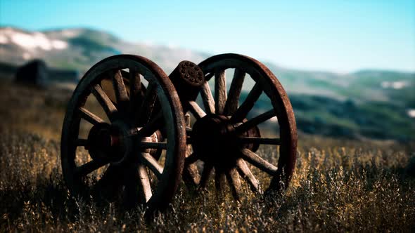 Historic War Gun on the Hill at Sunset