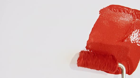 Abstract Brushstrokes of Red Paint Brush Applied Isolated on a White Background