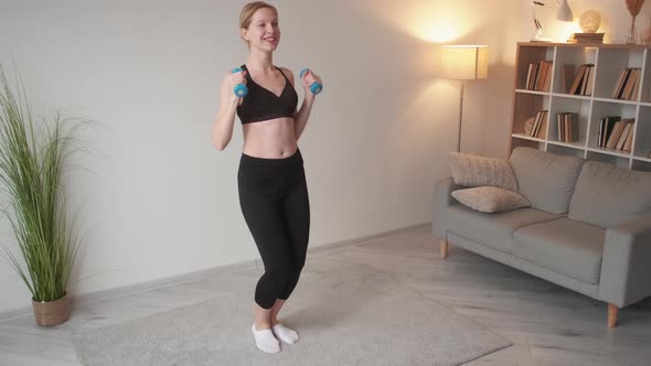 Home Fitness Indoor Sport Woman Dumbbells Training