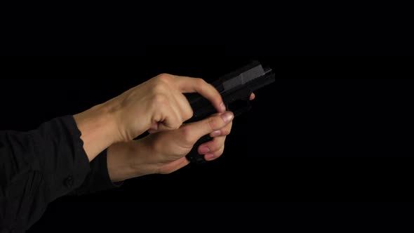 Slow Motion Hand Firing Gun on Transparent Background 1