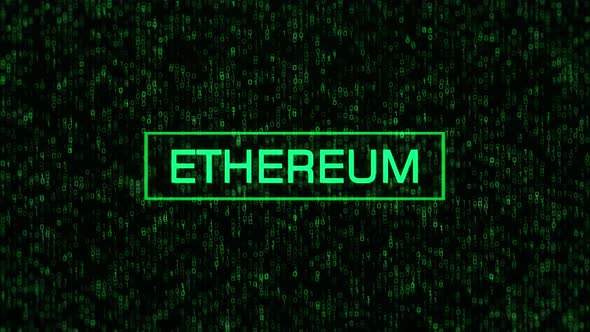 ETHEREUM Concept Over Computer Binary Background. alt