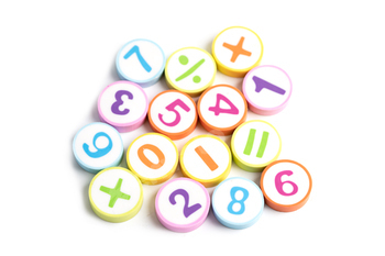 Math number colorful on white background