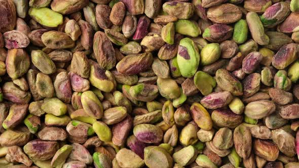 Pistachios without shell top view rotation