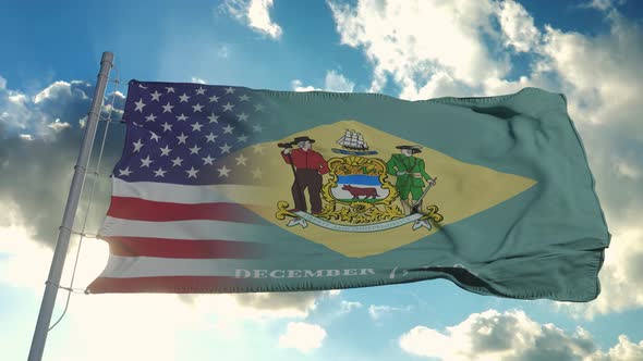 Flag of USA and Delaware State