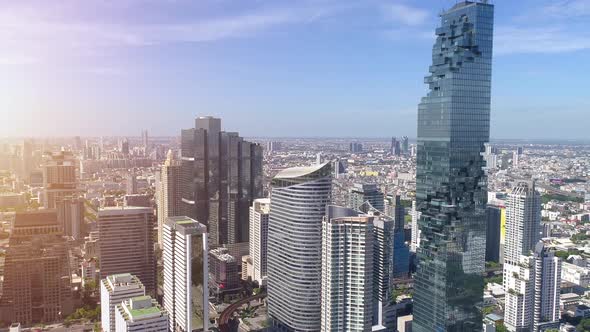 Bangkok Thailand Aerial City View Drone Footage over the City.