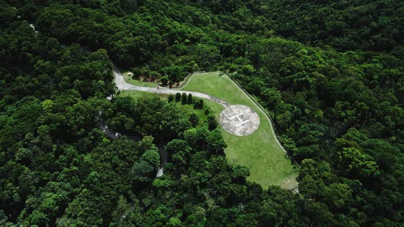 Helicopter pad in Hong Kong, in the middle of the mountain.